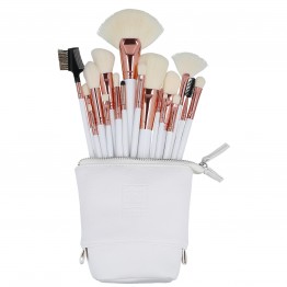 ilu Basic 18Pcs Makeup Brush Set with Pouch - White