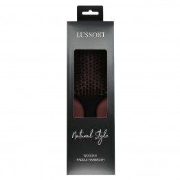 Lussoni Wooden Paddle Detangling Hair Brush with Boar Bristles