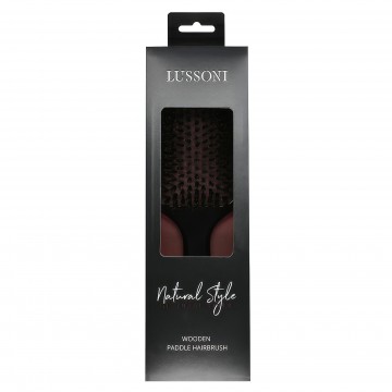 Lussoni Wooden Paddle Detangling Hair Brush with Boar Bristles
