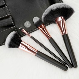 MIMO 24Pcs Makeup Brush Set with Pouch - Black Rose Gold