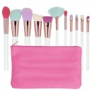 MIMO 11Pcs Makeup Brush Set with Pouch - Multicolor