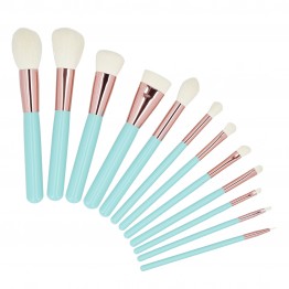 MIMO 12Pcs Makeup Brush Set with Pouch - Turquoise