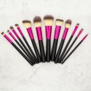 Tools For Beauty 12Pcs Makeup Brush Set - Black & Pink