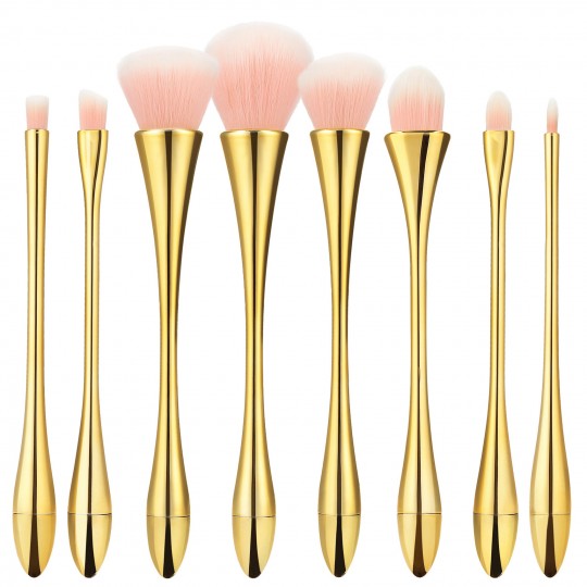 Tools For Beauty 8Pcs Golden Handle Makeup Brush Set
