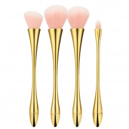 Tools For Beauty 4Pcs Golden Handle Makeup Brush Set