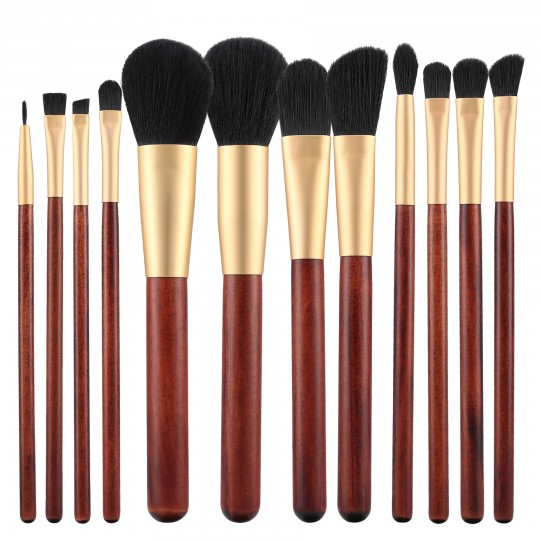 Tools For Beauty 12Pcs Makeup Brush Set - Wooden Cherry Gold